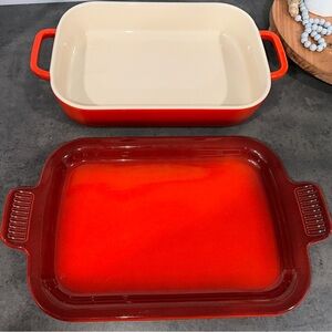 Le Creuset Red and Cream Bakeware Set